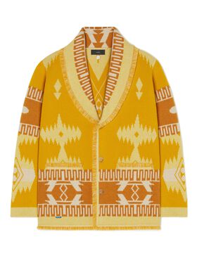 Alanui Icon Jacquard Cardigan Curcuma-Gold LMHB038R24KNI001