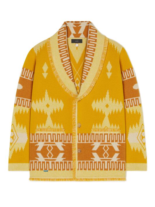 Alanui Icon Jacquard Cardigan Curcuma-Gold LMHB038R24KNI001