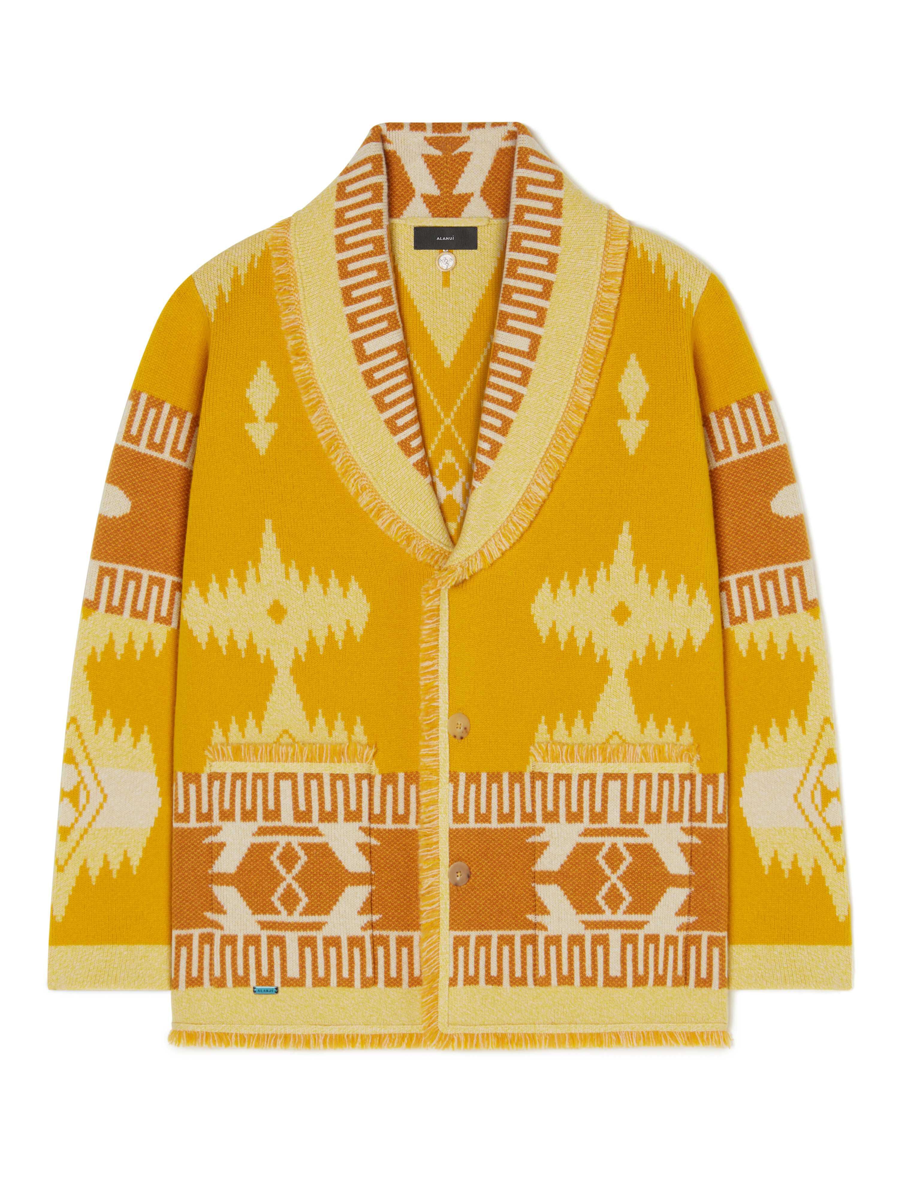 Alanui Icon Jacquard Cardigan Curcuma-Gold LMHB038R24KNI001