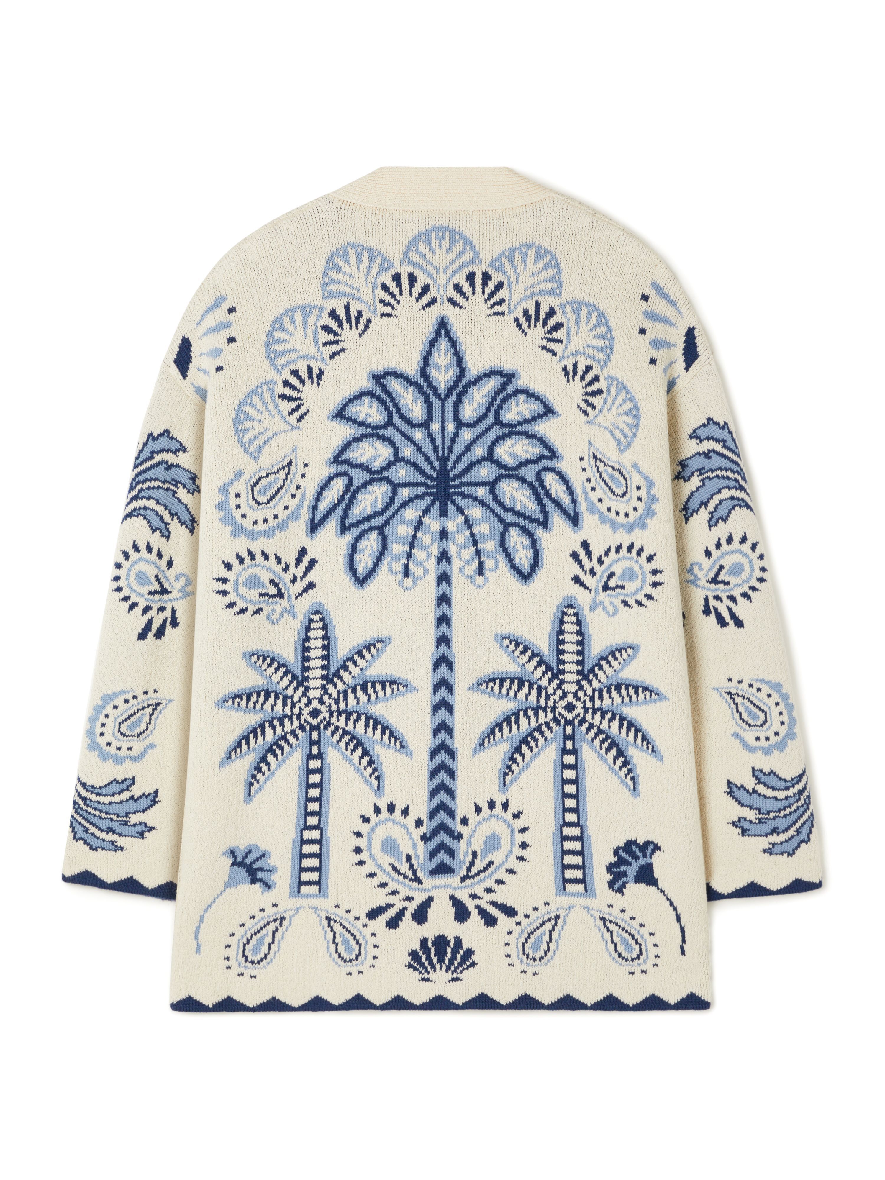 Alanui Wild Wonder Foulard Cardigan Chalk-Indigo LMHB027R25KNI002
