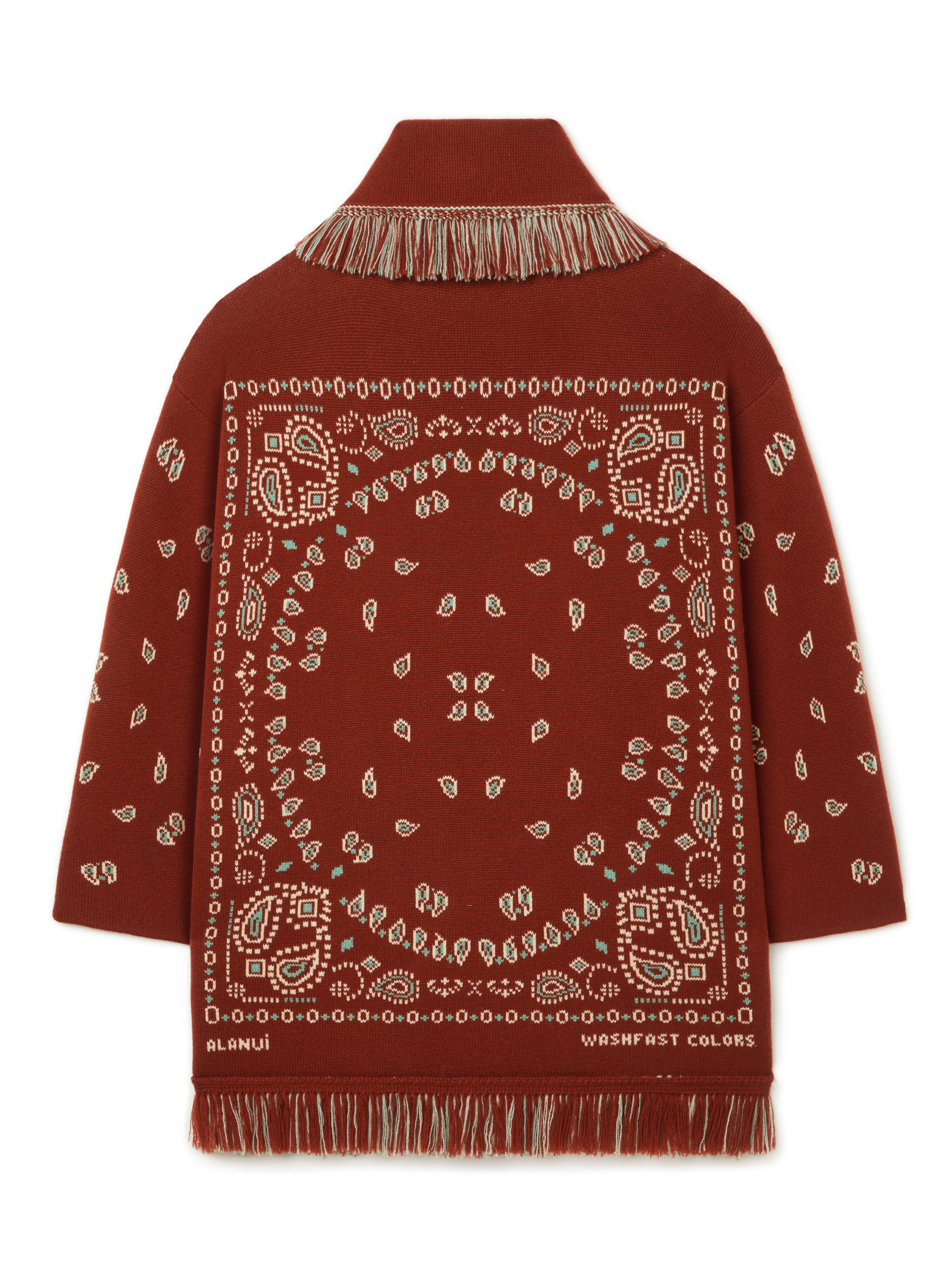 Alanui Bandana Jacquard Cardigan Harissa-New Sage LWHB064R26KNI030 Alanui Bandana Jacquard Cardigan Harissa-New Sage LWHB064R26KNI030