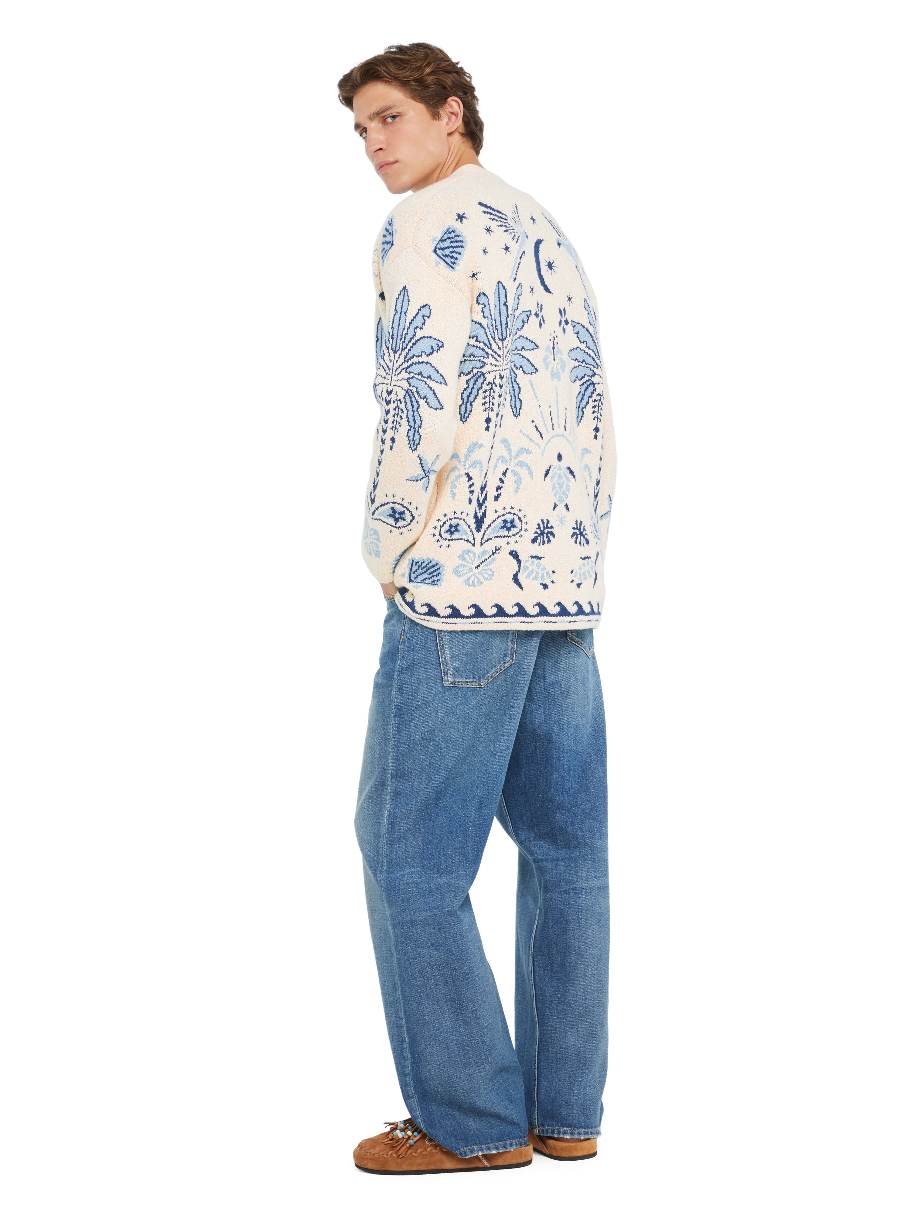 Alanui Echoes Of The Island Cardigan Chalk-Light Blue LMHB027R26KNI001 Alanui Echoes Of The Island Cardigan Chalk-Light Blue LMHB027R26KNI001