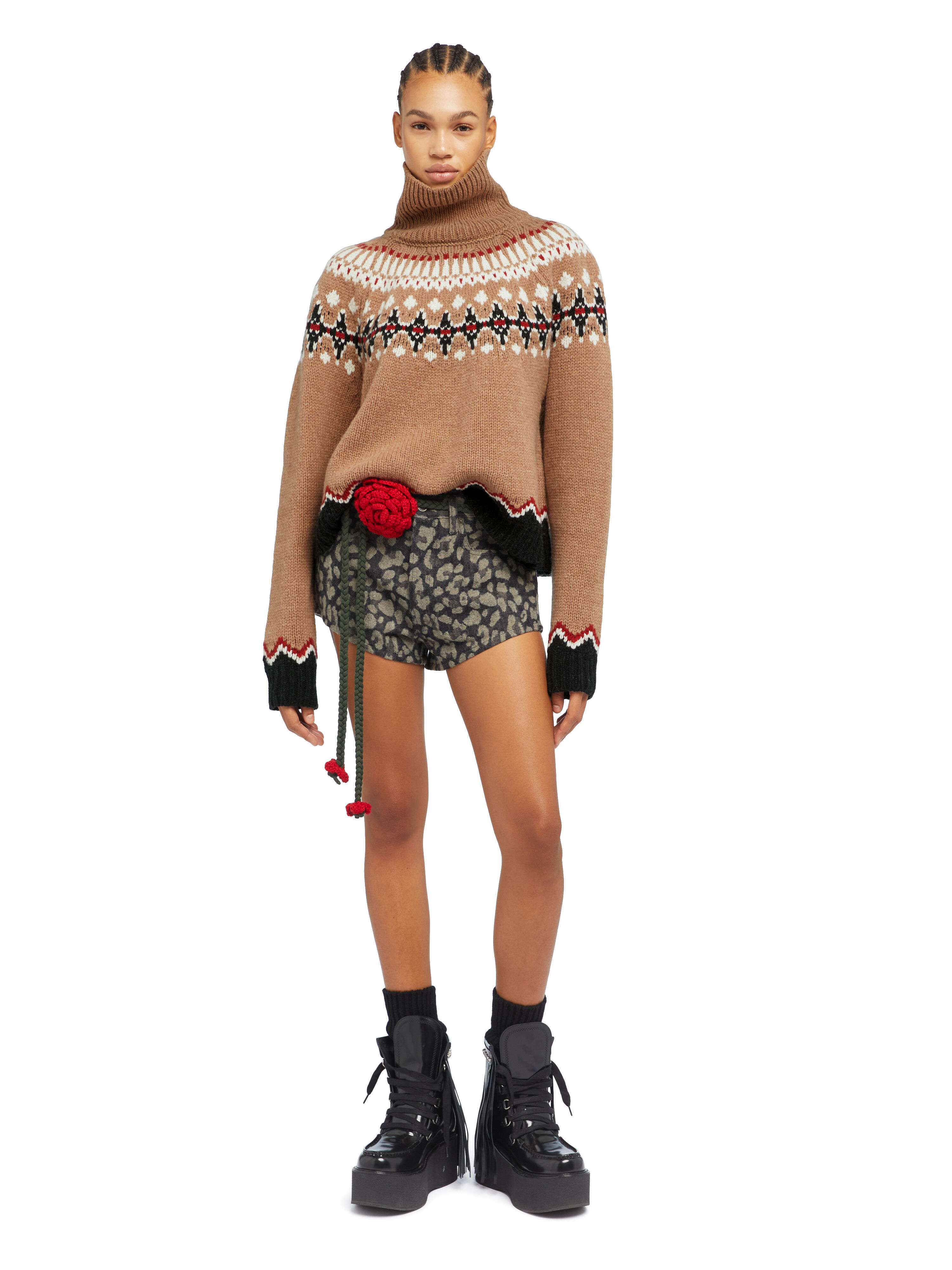 Alanui Sweet Winter Turtleneck Camel-Multicolor LWHF001E25KNI001
