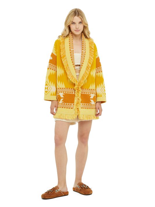 Alanui Icon Jacquard Cardigan Curcuma-Gold LWHB064R24KNI001