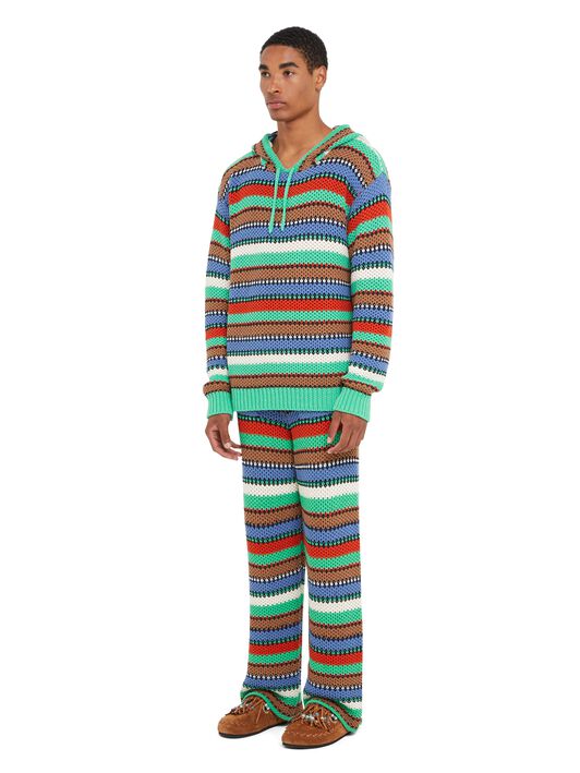 Alanui Sunny Stripes Hoodie Turquoise-Multicolor LMHU003R25KNI001