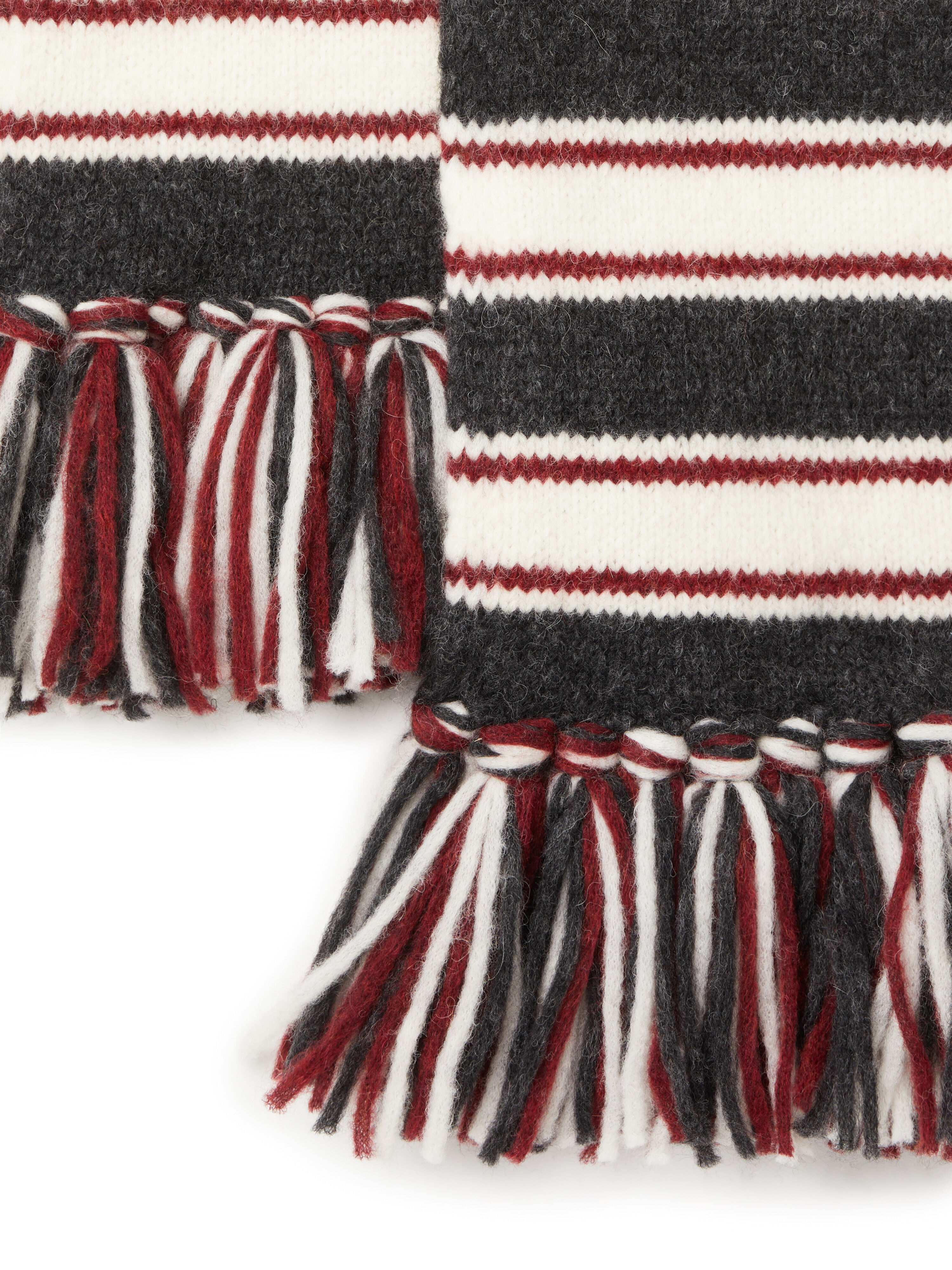 Alanui Grunge Stripes Scarf Charcoal-Ruby LWMA00EE25KNI001