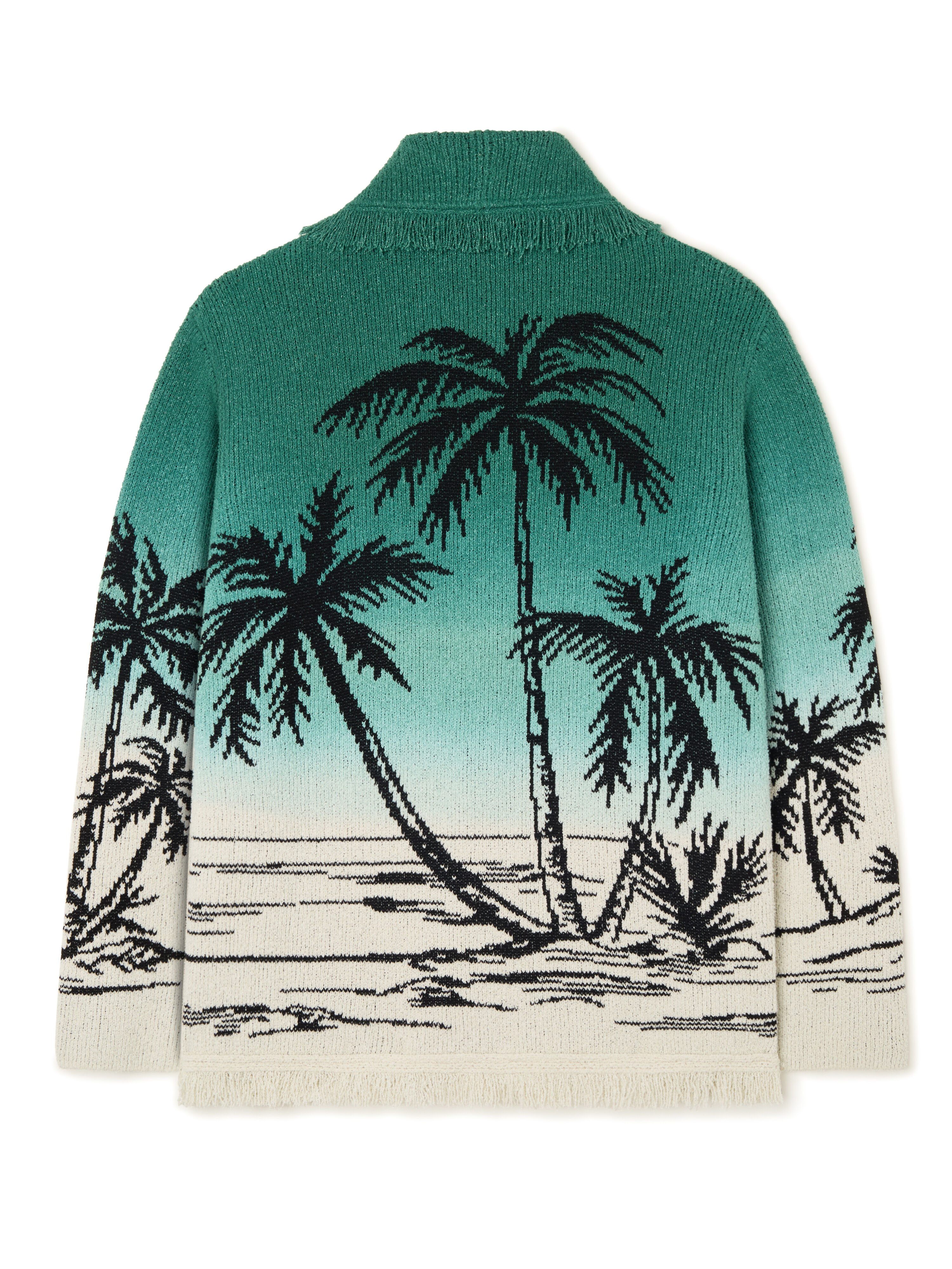 Alanui Wave Bloom Cardigan Green Tide-Chalk LMHB039R26KNI004 Alanui Wave Bloom Cardigan Green Tide-Chalk LMHB039R26KNI004