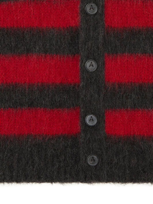 Alanui Grunge Stripes Cardigan Ruby-Charcoal LWHB084E25KNI002