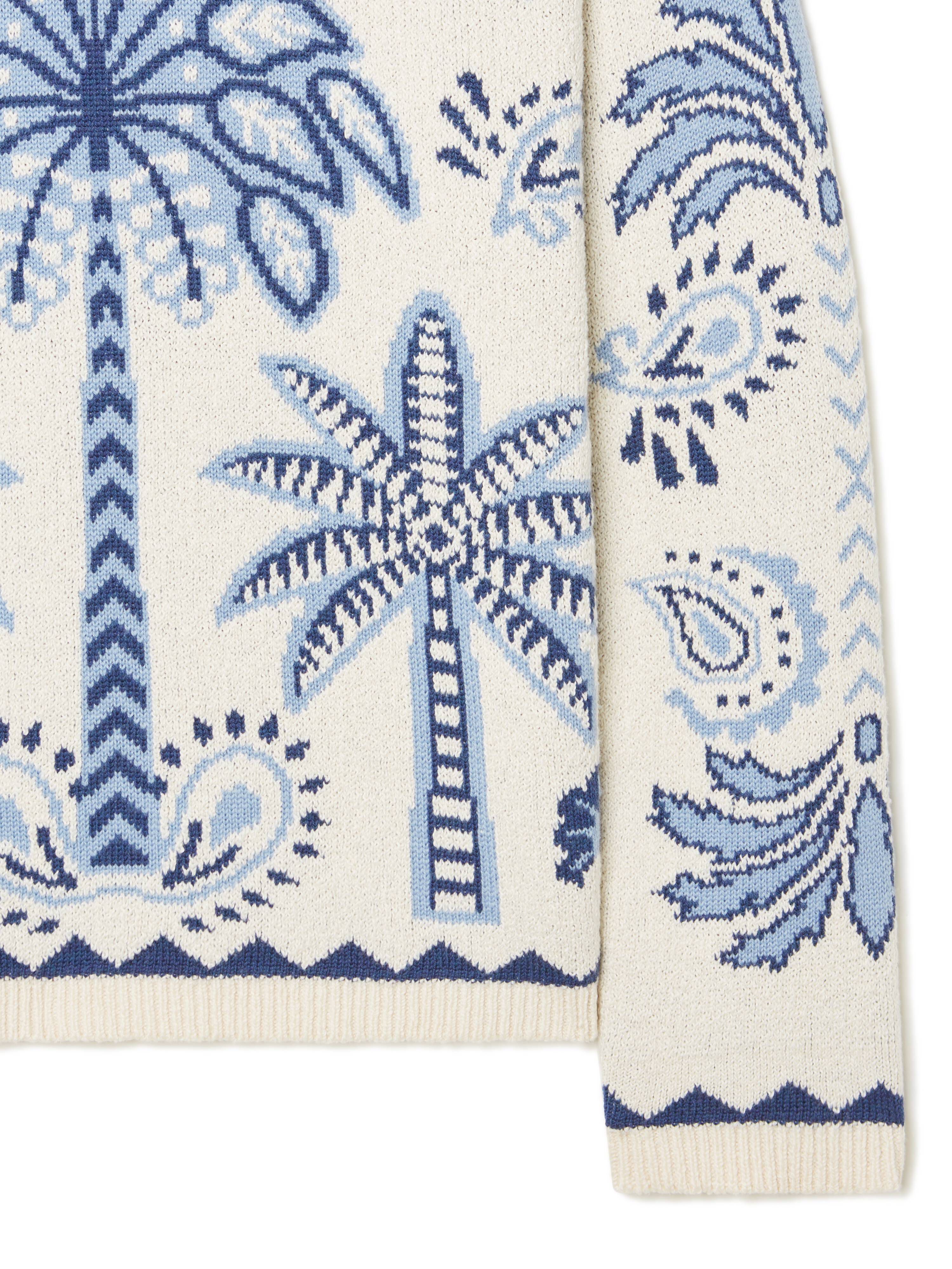 Alanui Wild Wonder Foulard Sweater Chalk-Indigo LWHE068R25KNI001