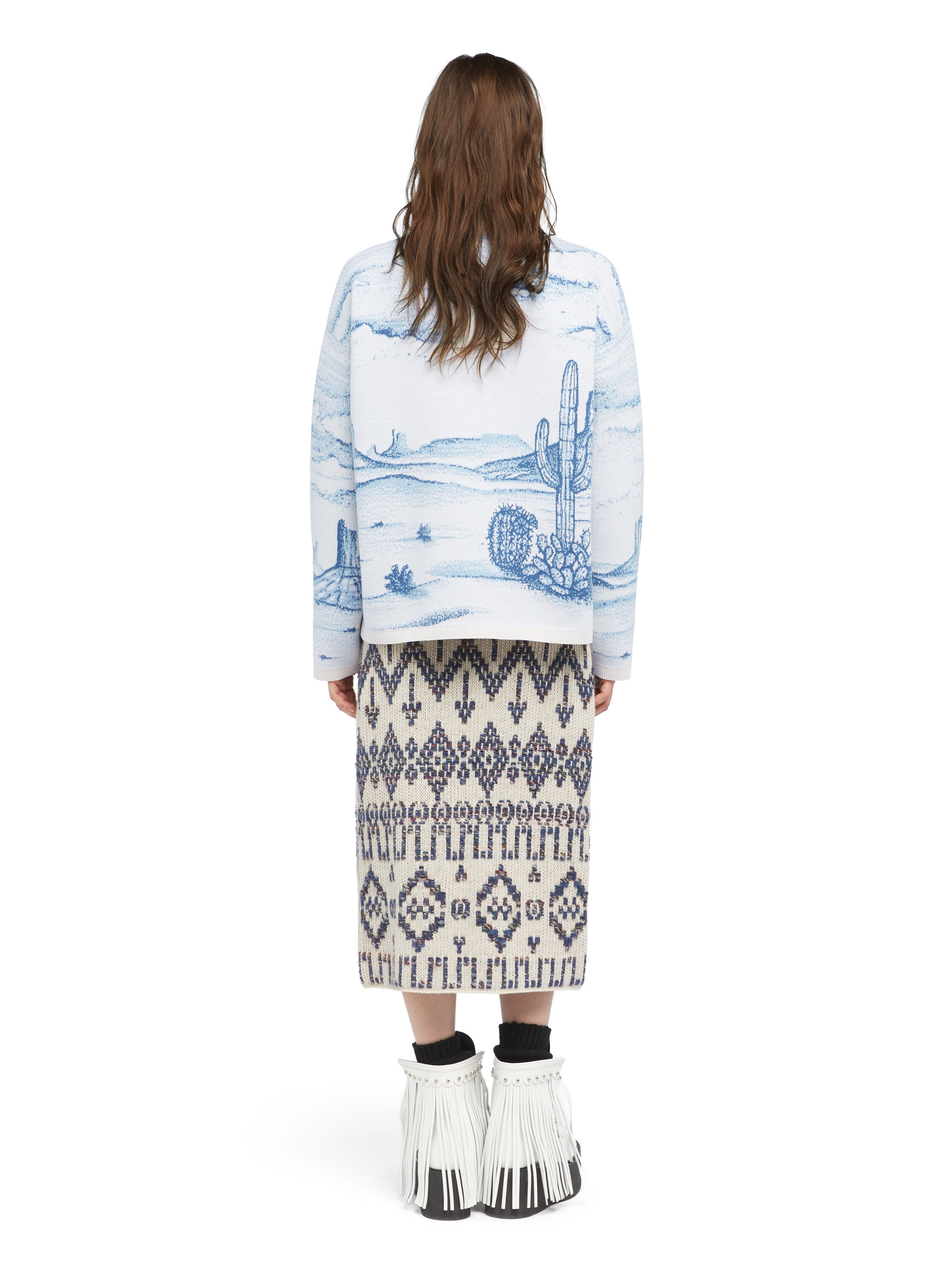Alanui Silent Rider Sweater Chalk-Bluebell LWHE068E25KNI002