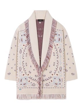 Alanui Bandana Jacquard Cardigan Chalk-Marsala