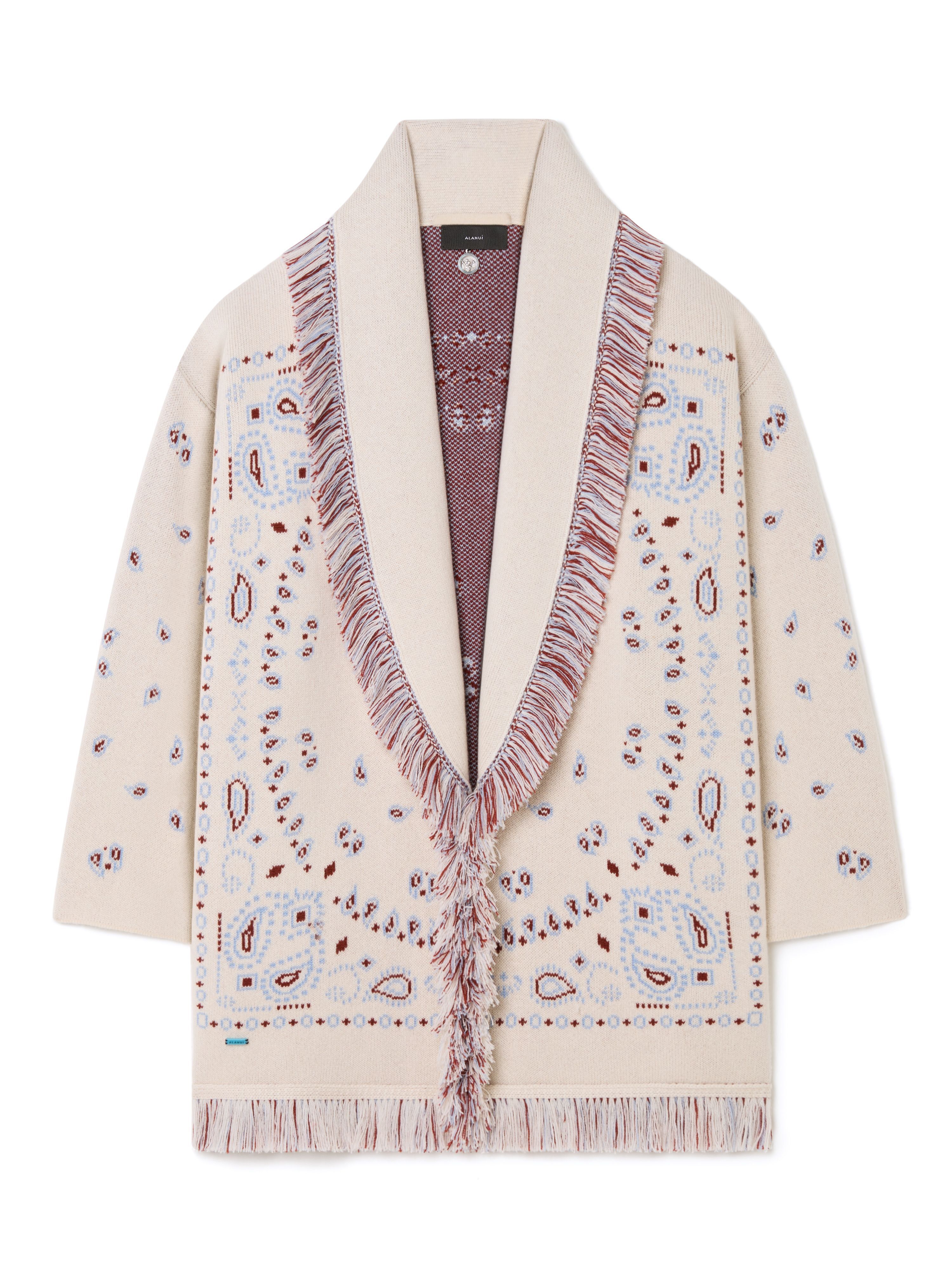 Alanui Bandana Jacquard Cardigan Chalk-Marsala LWHB064R25KNI001