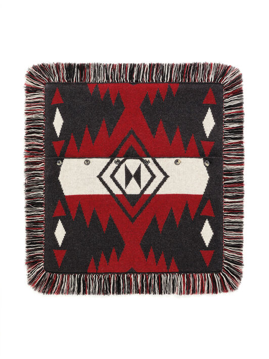 Alanui Icon Jacquard Pillow Ruby-Charcoal LWZH001E25KNI002