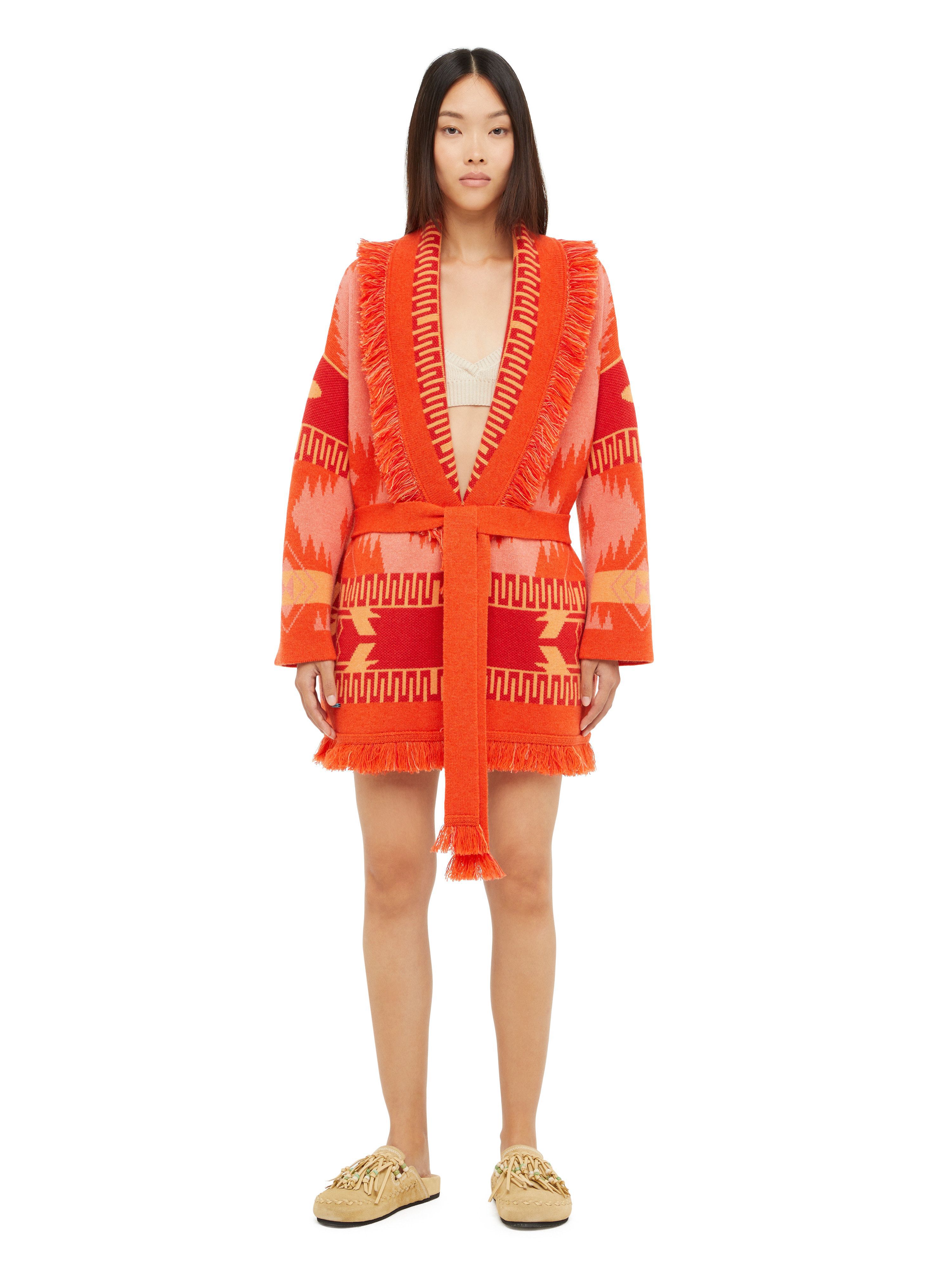 Alanui Icon Jacquard Cardigan Papaya-Sunset Orange LWHB064R24KNI001