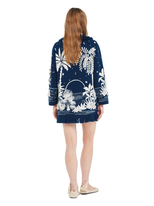 Alanui Postcard From Paradise Cardigan Deep Blue-White Pearl LWHB064R26KNI006 Alanui Postcard From Paradise Cardigan Deep Blue-White Pearl LWHB064R26KNI006