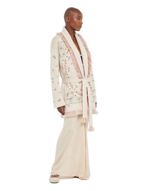 Alanui Bandana Jacquard Cardigan Chalk-Coral