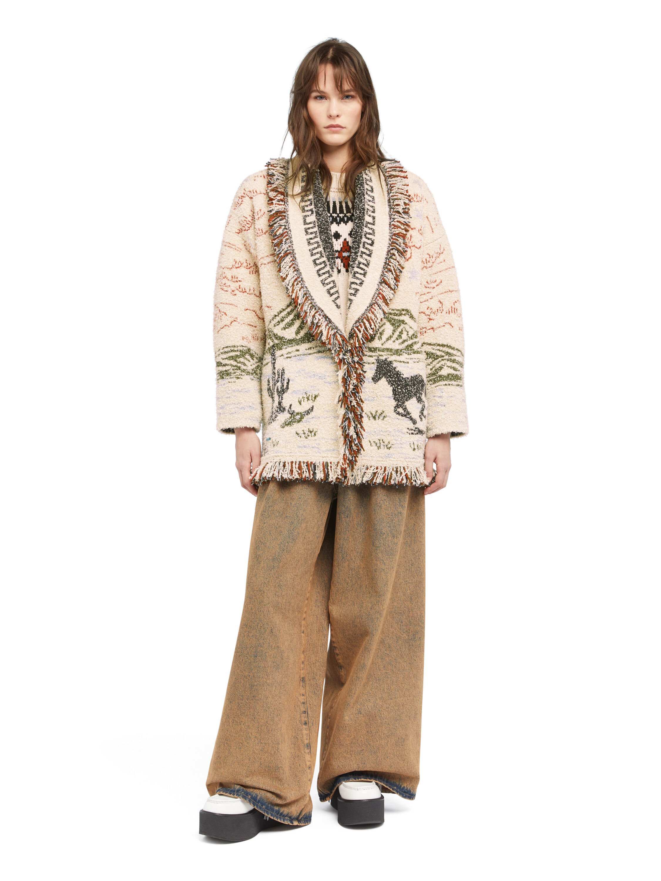 Alanui Sunset Riders Cardigan Ivory-Olive LWHB064E25KNI004