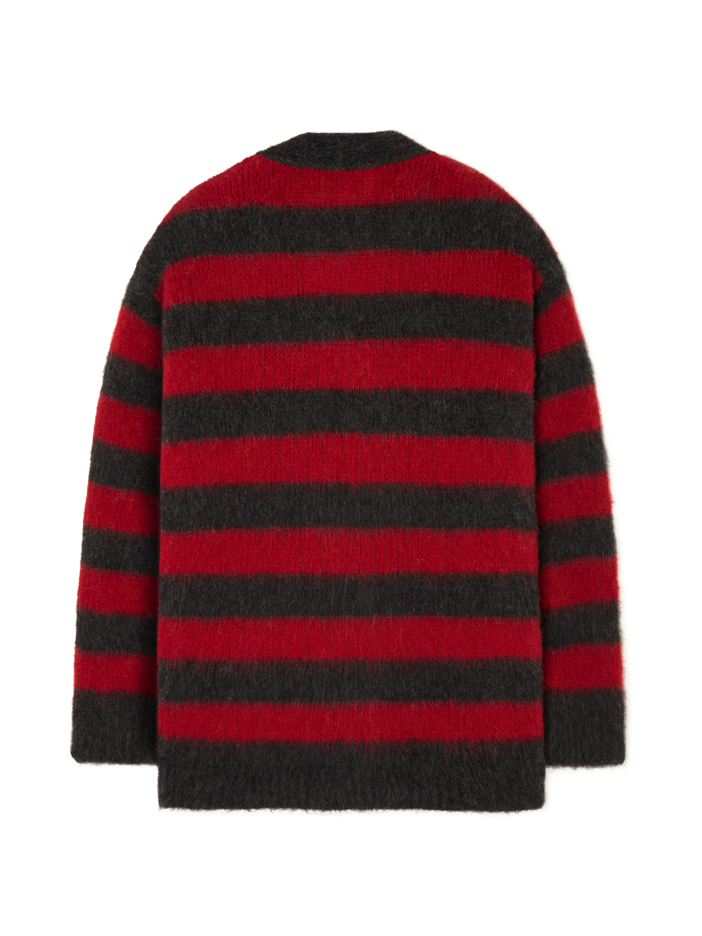 Alanui Grunge Stripes Cardigan Ruby-Charcoal LWHB084E25KNI002