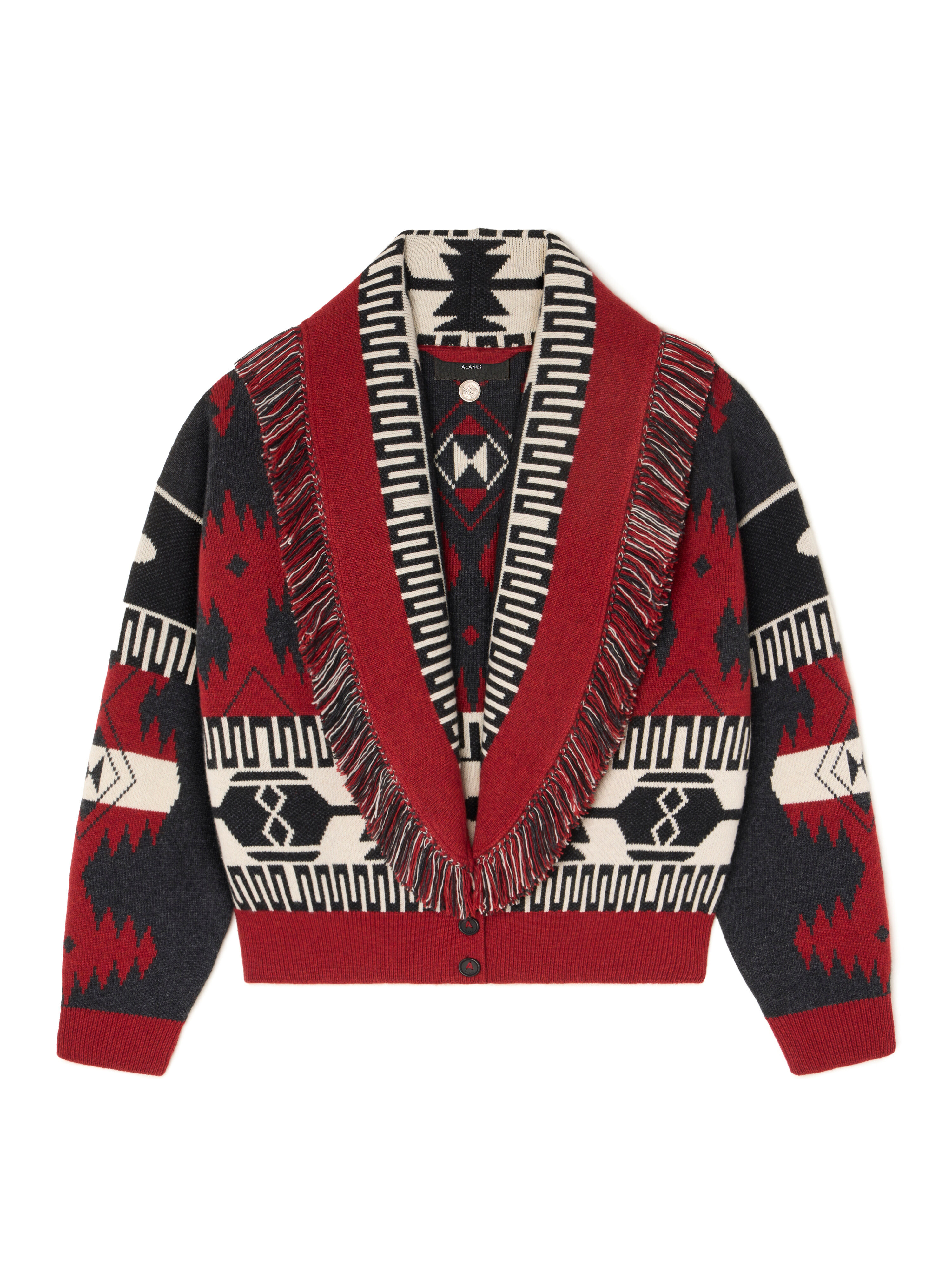 Alanui Icon Jacquard Cardi-Bomber Ruby-Charcoal LWHB026E25KNI002