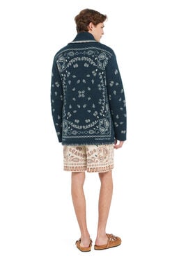 Alanui Bandana Jacquard Cardigan Arbour-Light Blue