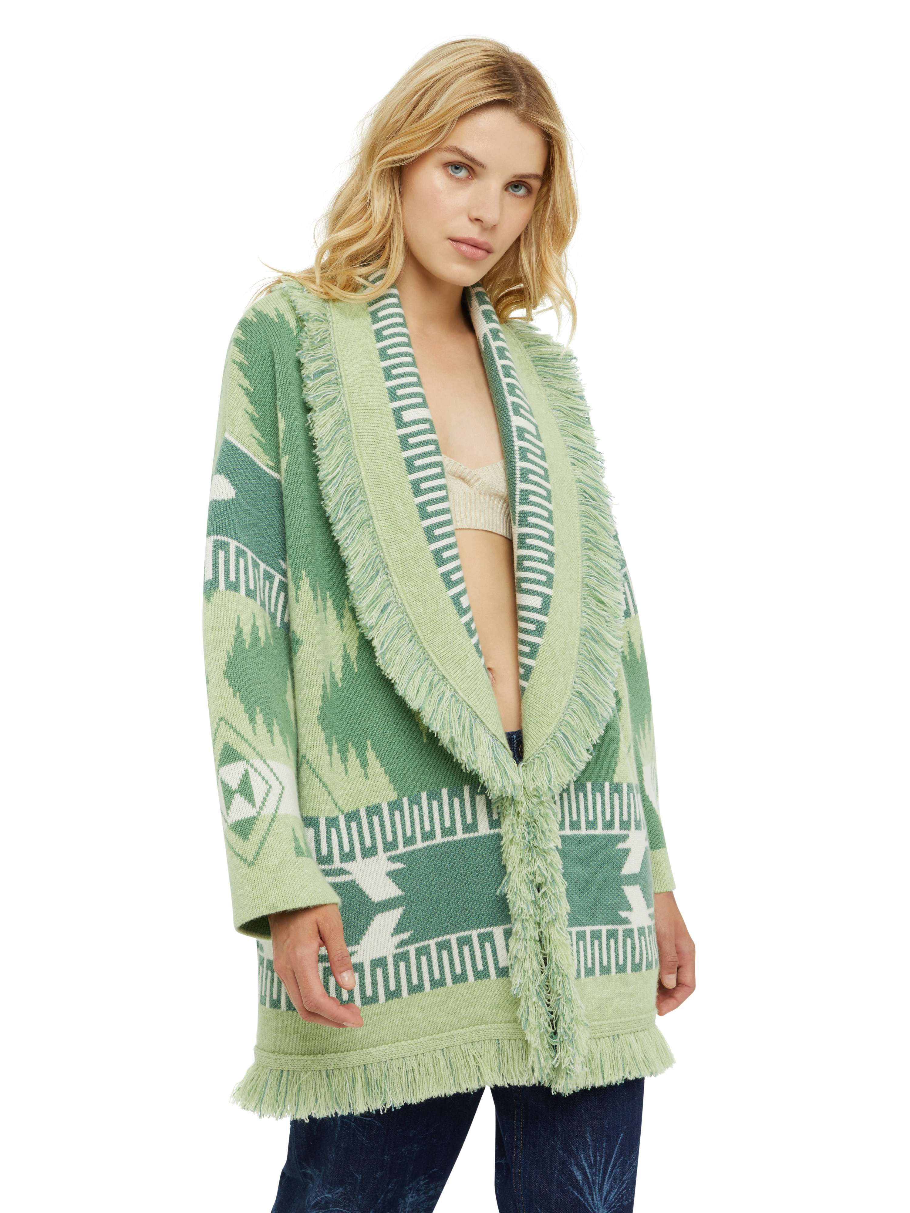 Alanui Icon Jacquard Cardigan Woodsage-Jade LWHB064R24KNI001