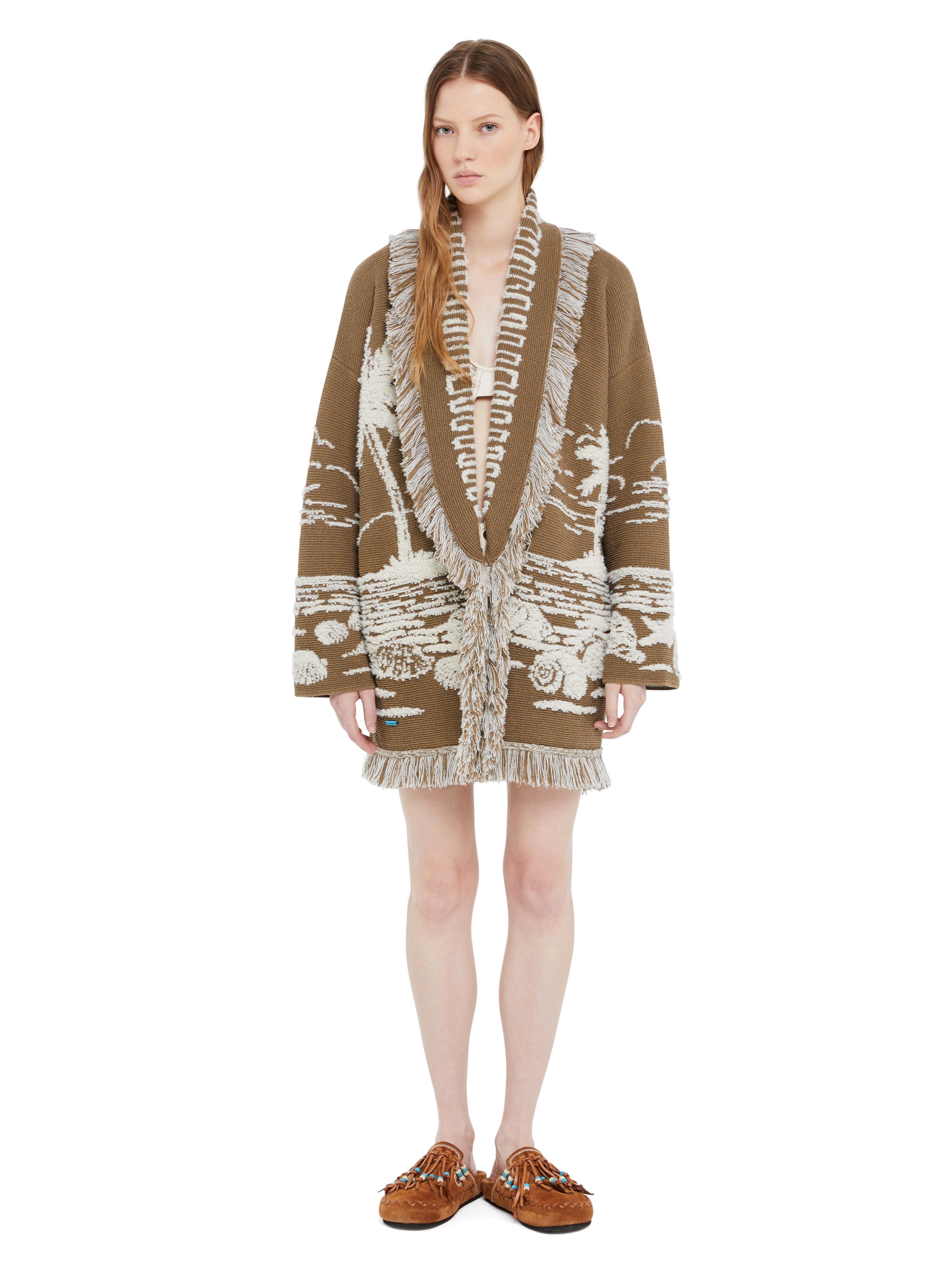 Alanui Beyond The Horizons Cardigan Khaki-White LWHB064R25KNI00I