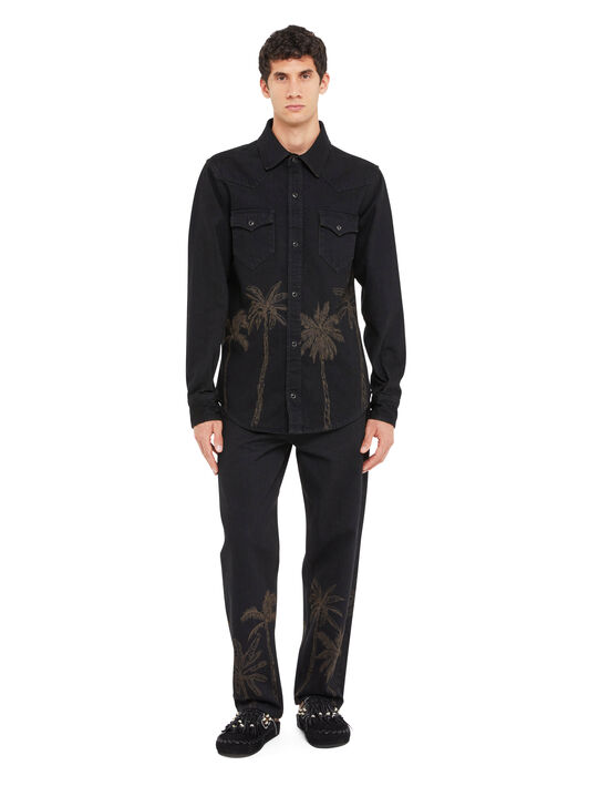 Alanui Jungle Toile De Jouy Denim Shirt Black-Almond LMYD007R25DEN004