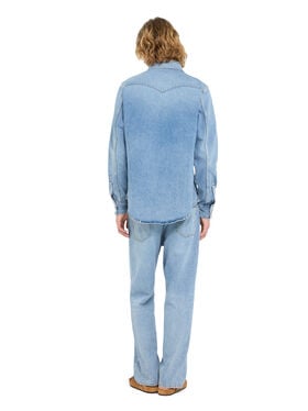 Alanui Light Wash Denim Shirt Light Wash Blue Denim