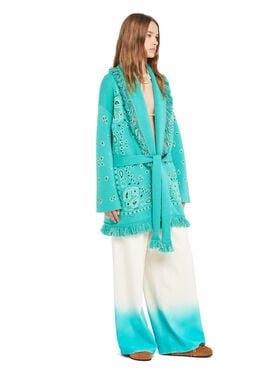 Alanui Bandana Jacquard Cardigan Reef-Deep Blue