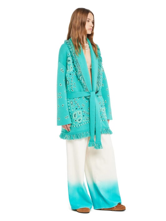 Alanui Bandana Jacquard Cardigan Reef-Deep Blue LWHB064R26KNI002
