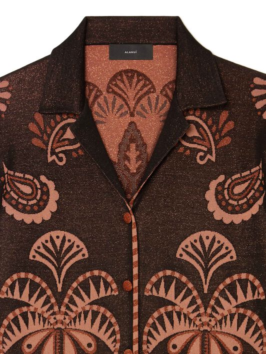 Alanui Wild Wonder Foulard Shirt Black-Terracotta LWHY001R25KNI001