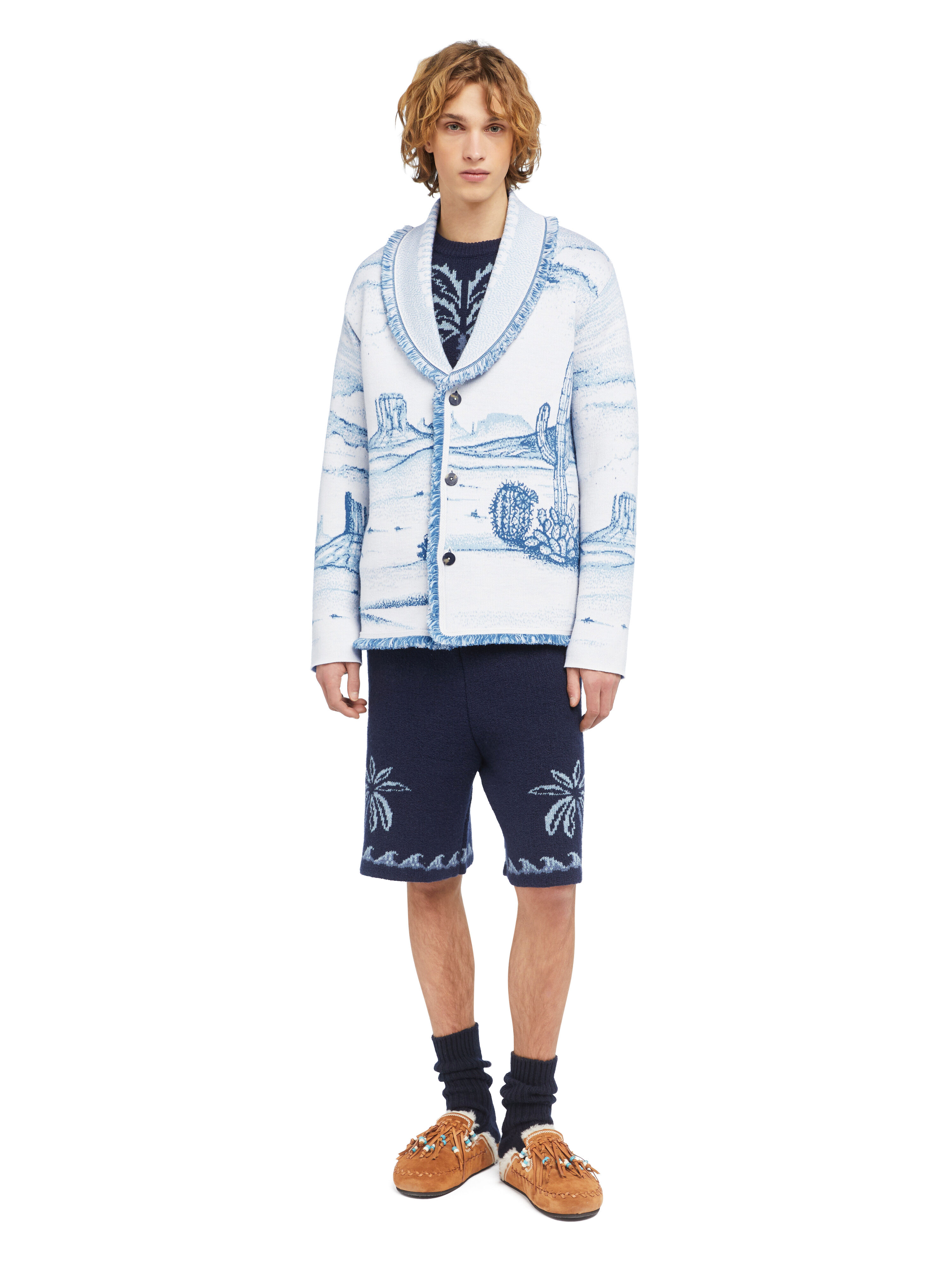 Alanui Silent Rider Cardigan Chalk-Bluebell LMHB038E25KNI002
