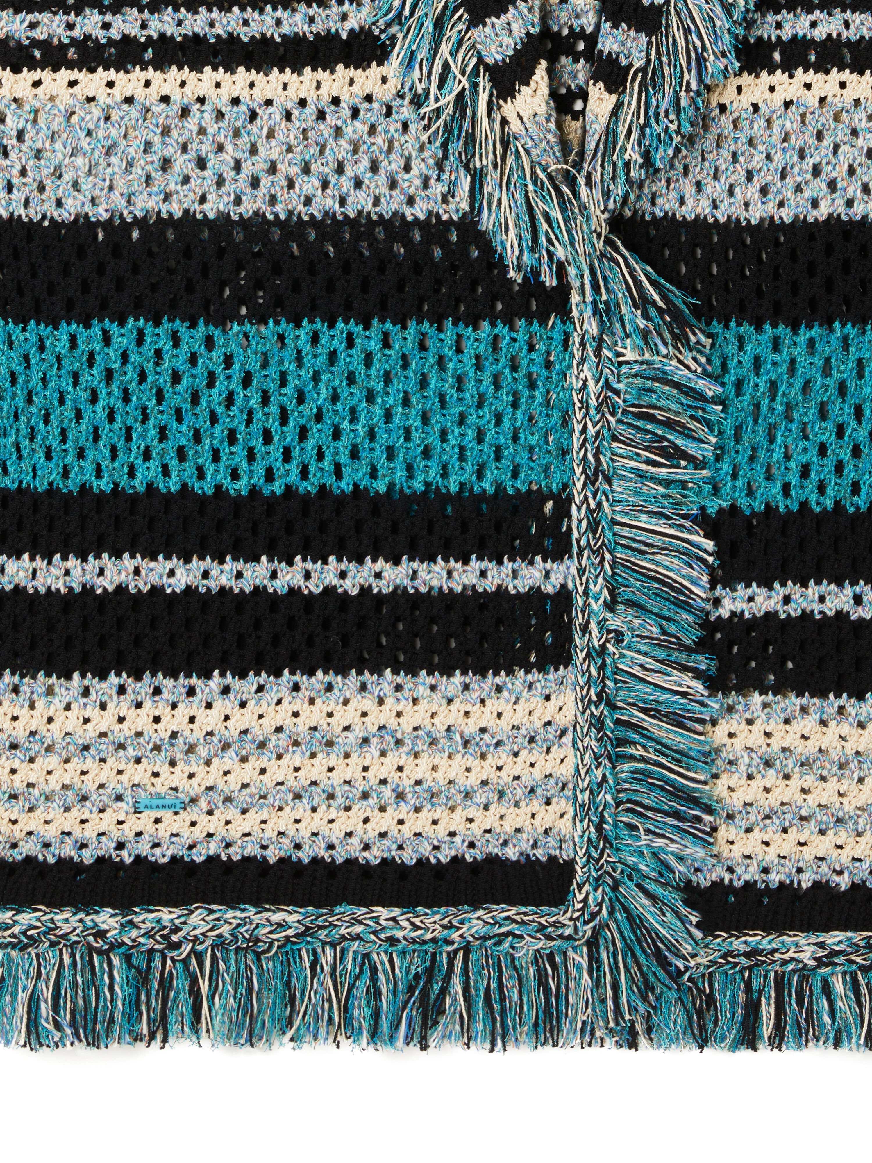 Alanui Ocean Stripes Cardigan Black-Teal LWHB064R26KNI012