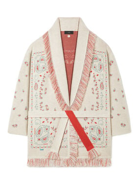 Alanui Bandana Jacquard Cardigan Chalk-Coral
