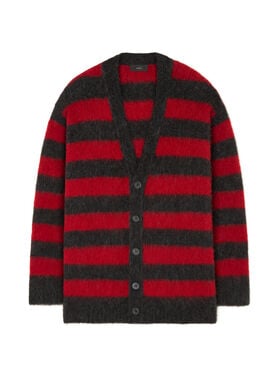 Alanui Grunge Stripes Cardigan Ruby-Charcoal LMHB035E25KNI003