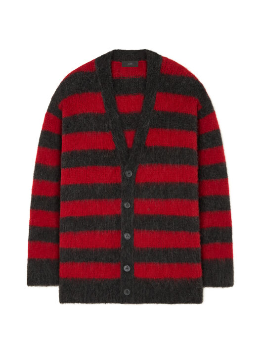 Alanui Grunge Stripes Cardigan Ruby-Charcoal LMHB035E25KNI003