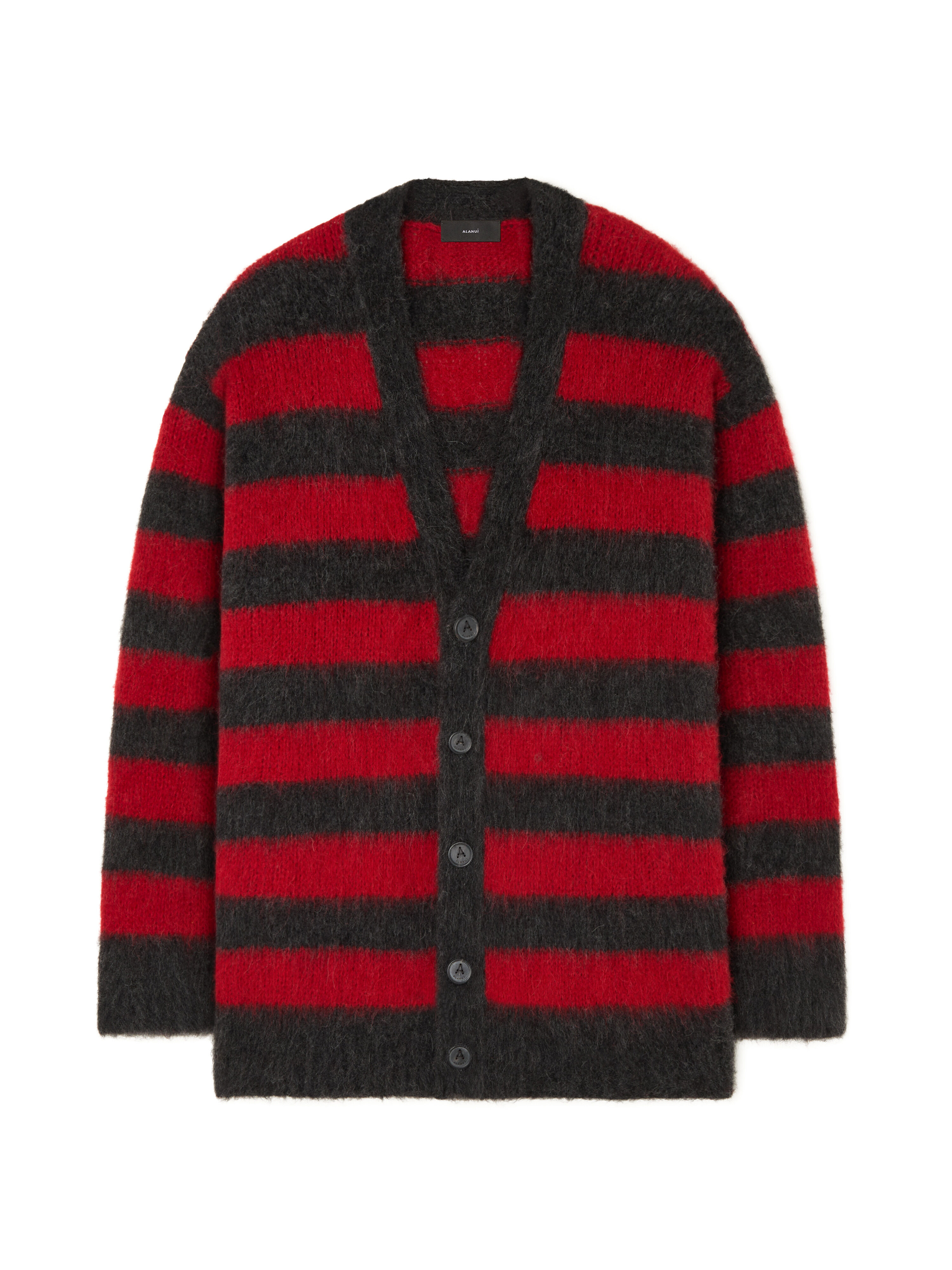 Alanui Grunge Stripes Cardigan Ruby-Charcoal LMHB035E25KNI003