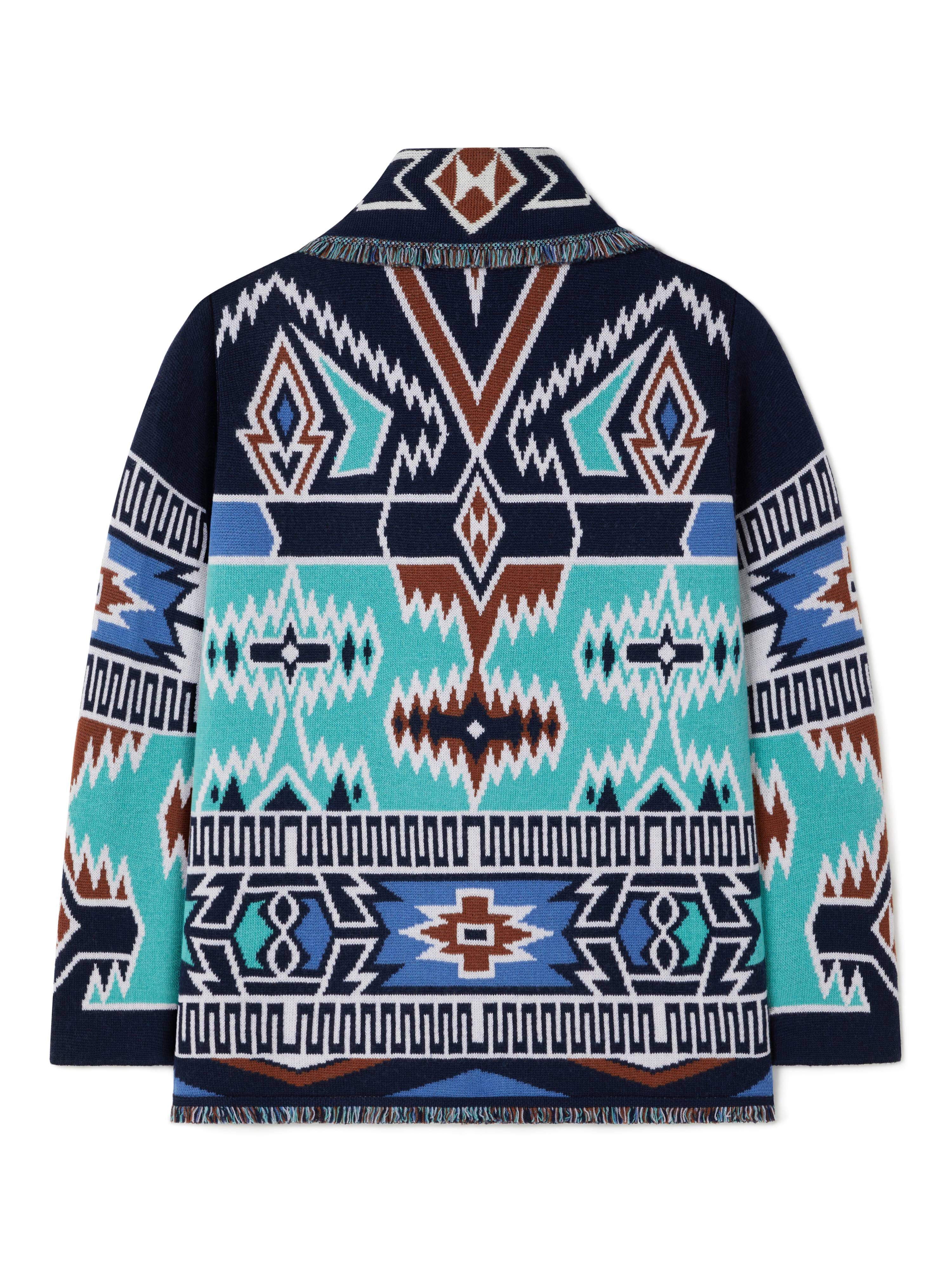 Alanui Geometric Roots Cardigan Turquoise-Deep Blue LMHB038R25KNI003