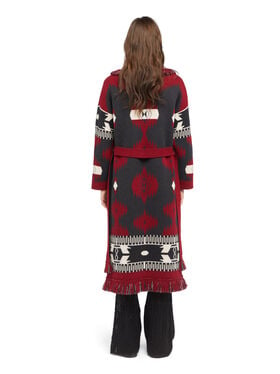 Alanui Icon Jacquard Coat Ruby-Charcoal