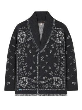 Alanui Bandana Jacquard Cardigan Charcoal-Multicolor