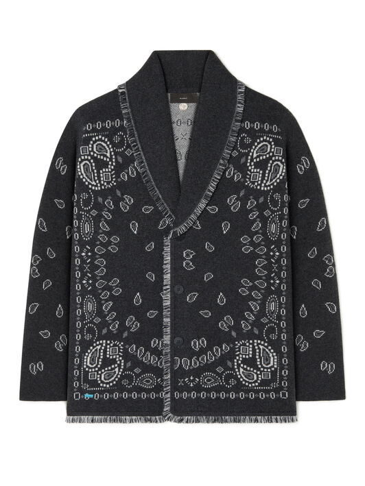 Alanui Bandana Jacquard Cardigan Charcoal-Multicolor LMHB039E25KNI001