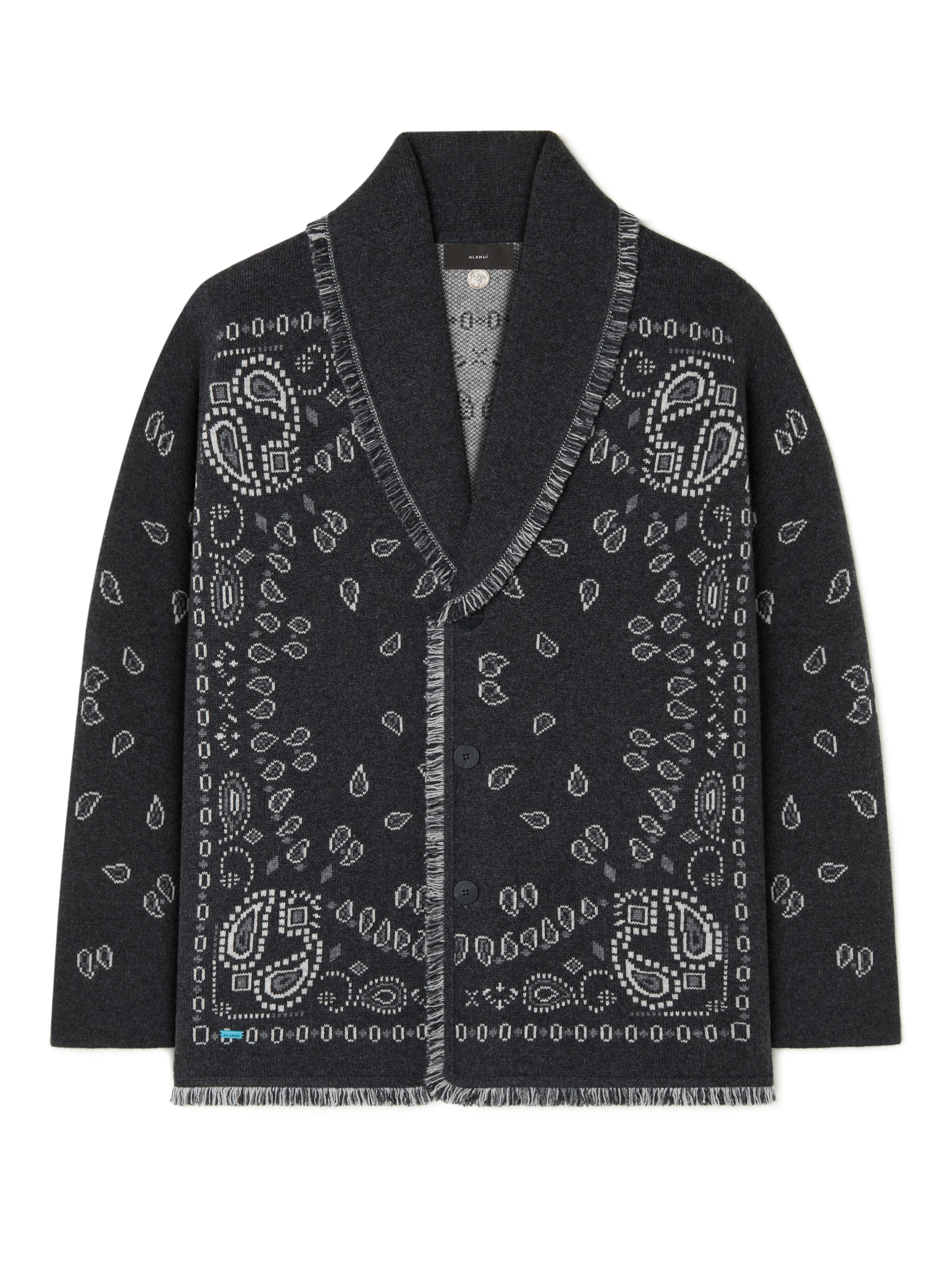 Alanui Bandana Jacquard Cardigan Charcoal-Multicolor LMHB039E25KNI001