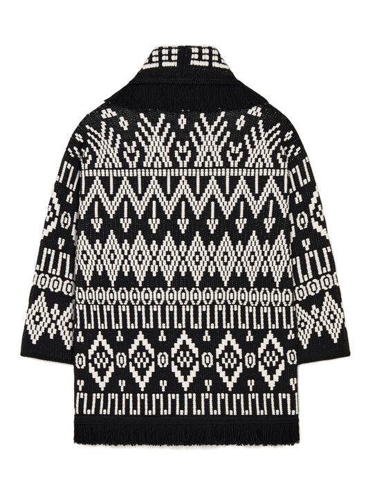Alanui Jungle Beat Cardigan Black-White LWHB064R25KNI003