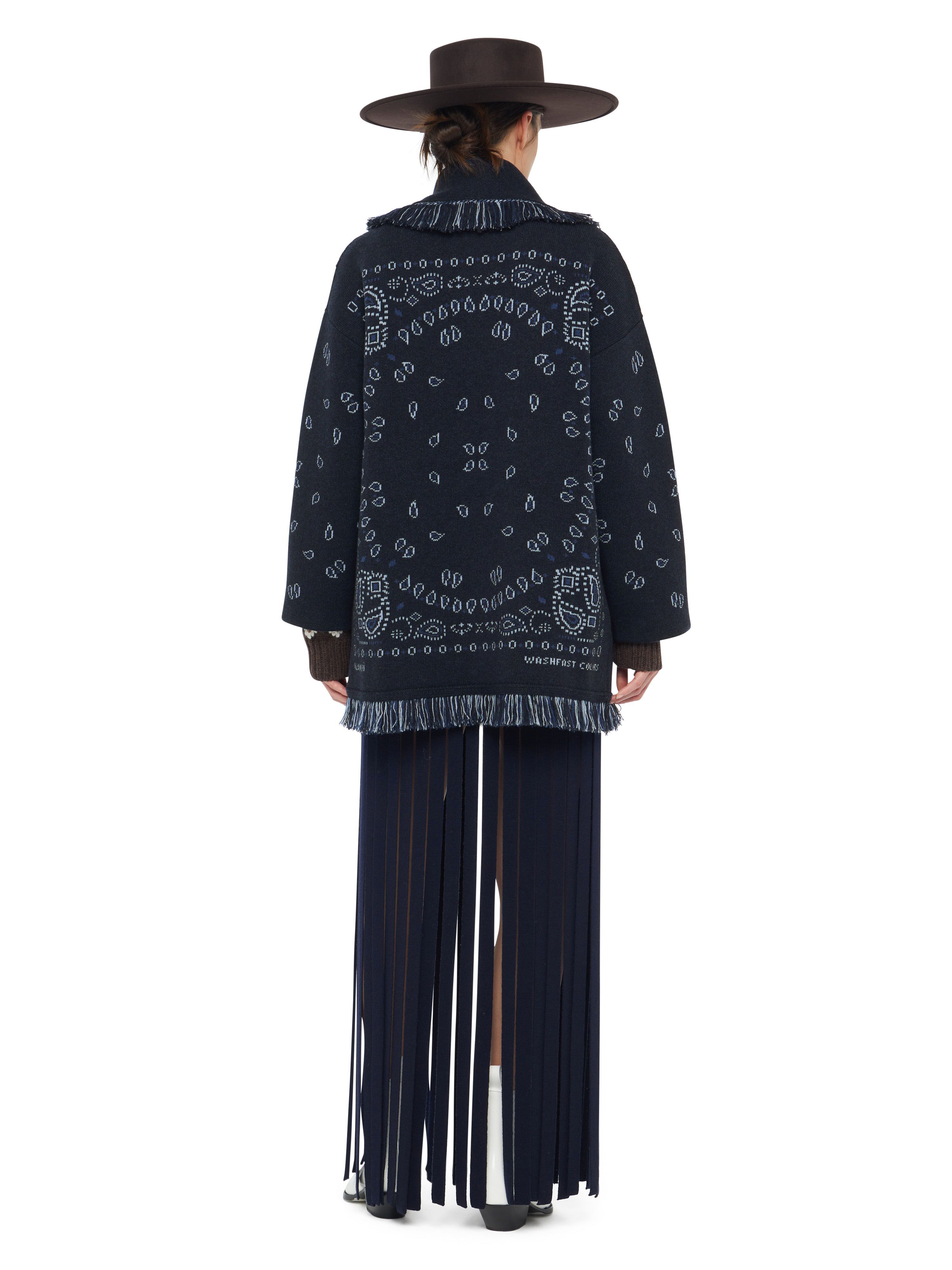 Alanui Bandana Jacquard Cardigan Midnight Blue-Multicolor LWHB064E24KNI002