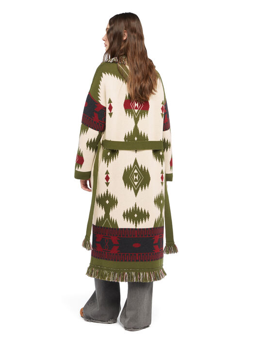 Alanui Icon Jacquard Coat Ivory-Olive LWHQ003E25KNI001