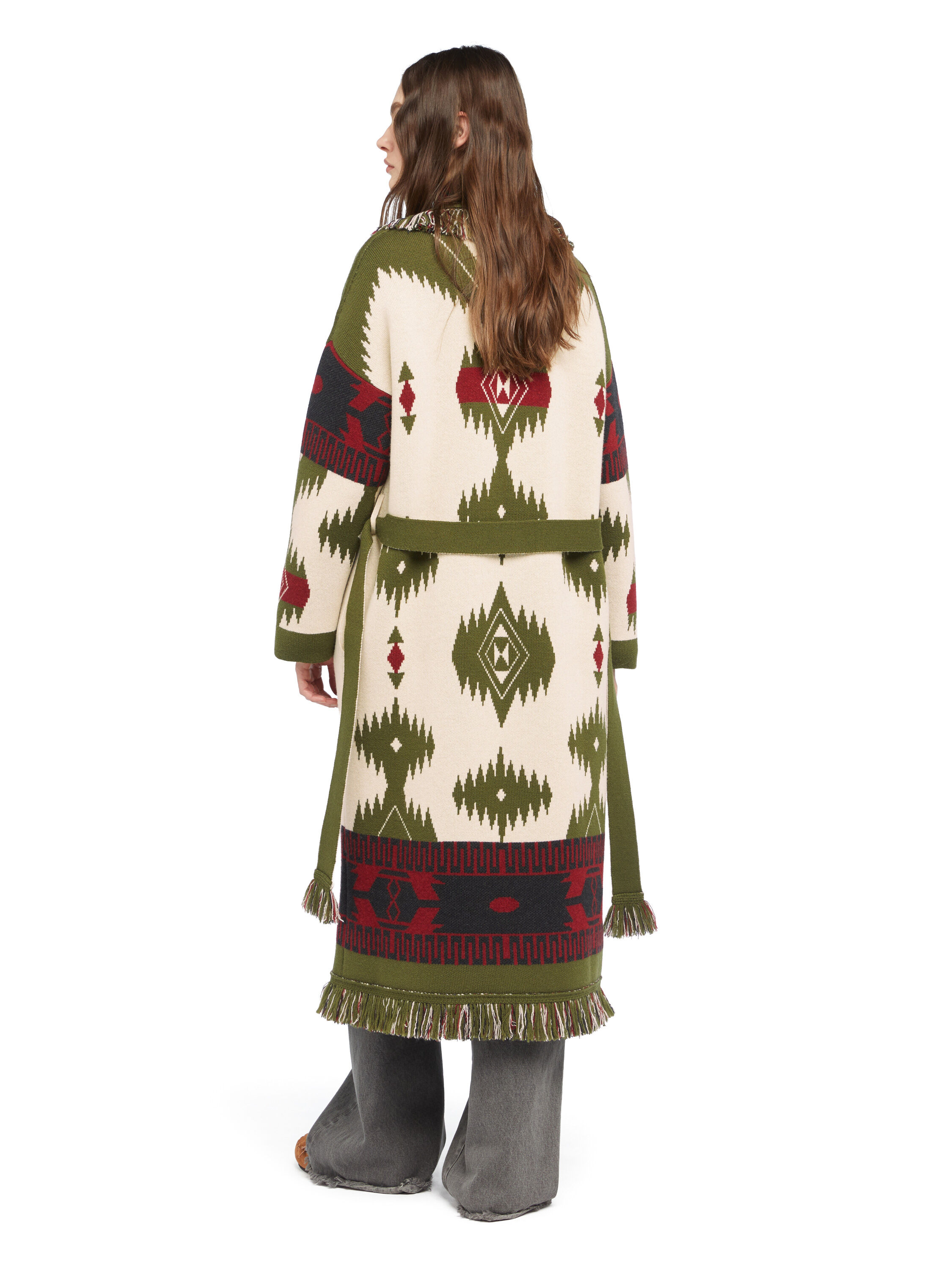 Alanui Icon Jacquard Coat Ivory-Olive LWHQ003E25KNI001