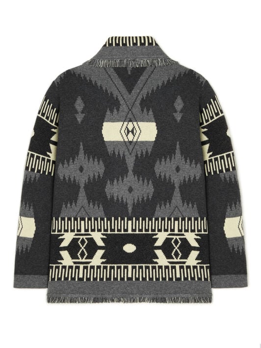 Alanui Icon Jacquard Cardigan Charcoal-Ardesia LMHB038E25KNI001 Alanui Icon Jacquard Cardigan Charcoal-Ardesia LMHB038E25KNI001