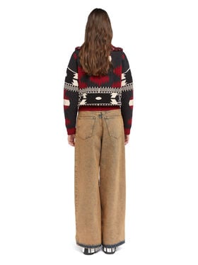 Alanui Icon Jacquard Cardi-Bomber Ruby-Charcoal