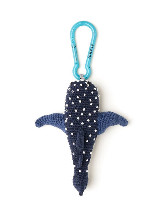 Alanui Handmade Whale Shark Crochet Key Holder Deep Blue-Multicolor LWRE013R26KNI001
