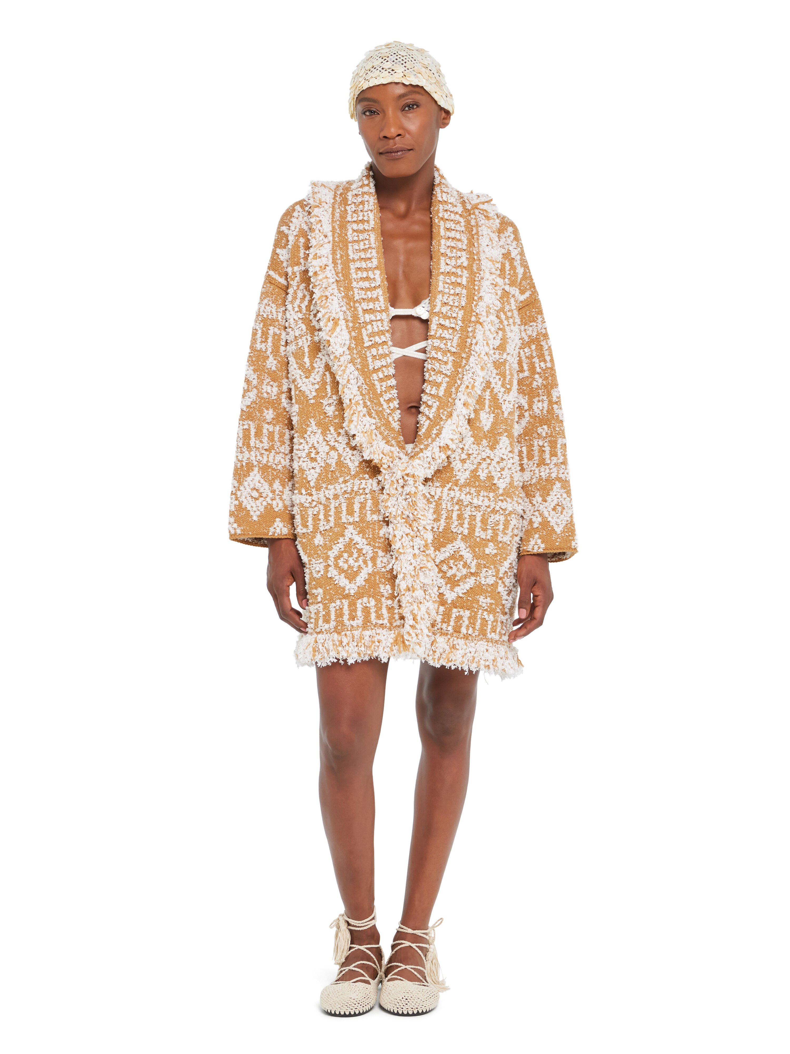 Alanui Send Beat Cardigan Sand-White Pearl LWHB064R26KNI004 Alanui Send Beat Cardigan Sand-White Pearl LWHB064R26KNI004